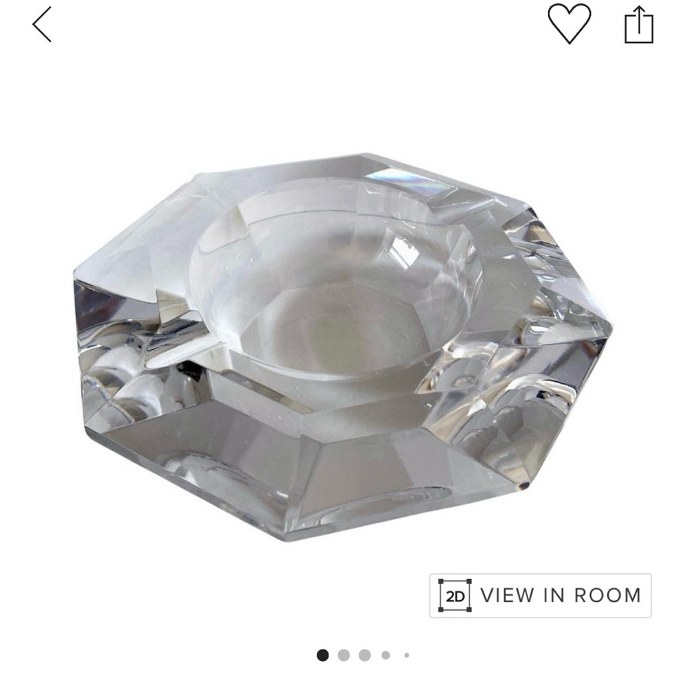 Val Saint Lambert Faceted Crystal Vide
Poche Ashtray Bowl, Signed
